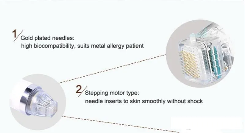 DHL Snabb leverans!!! Engångsbråkdel RF mikronål utbyteshuvud guld patron microneedling mikronål maskin patroner tips