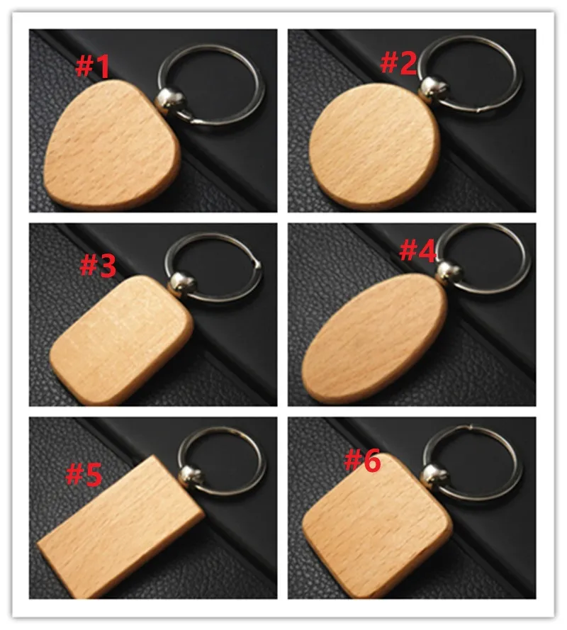 Dostosuj Cute Blank Drewniane Breloki Spersonalizowane Grawerowane Keychain Carving DIY Prostokąt Kwadrat Okrągły Kształt serca Darmowa Wysyłka SQ213