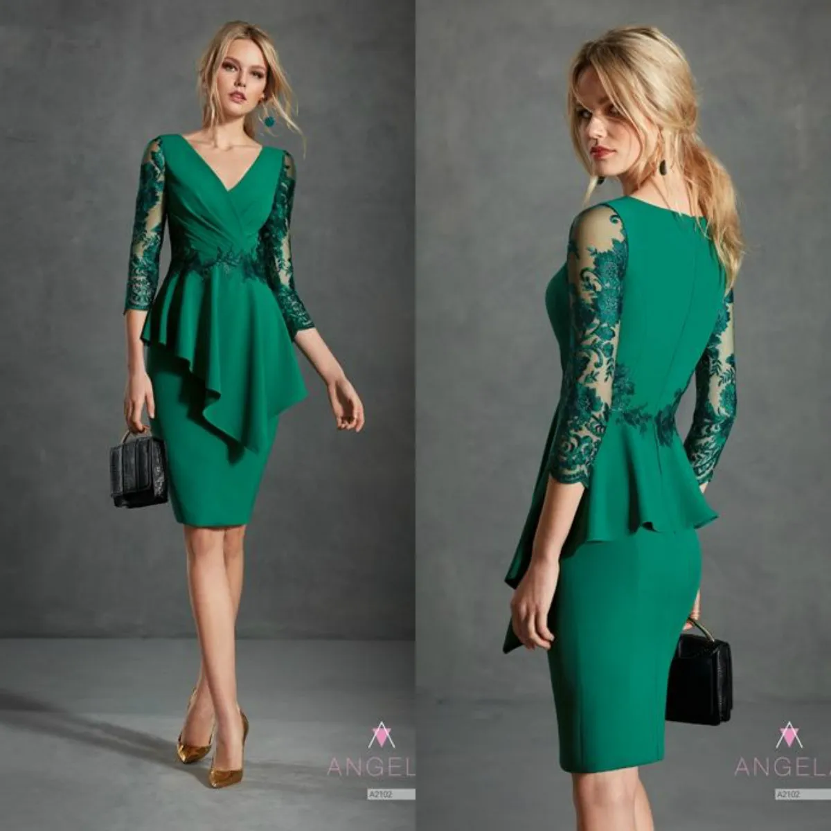 Green Mother Of The Bride Dress V Neck Appliqued 3/4 Long Sleeves Wedding  Guest Gown Ruffle Knee Length Custom Made Mother Gown from Dhgate Mothers  Dresses - price 85.43