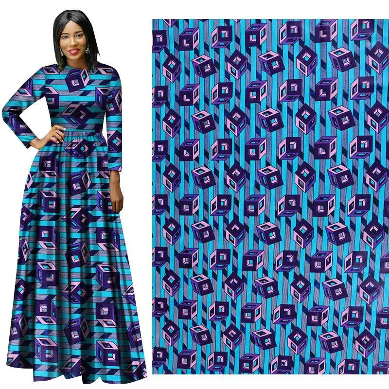 Nuovo tessuto stampato in cera africana nuovo tessuto cerato Ankara Batik africano 100% cotone traspirante Tessuto a pois blu