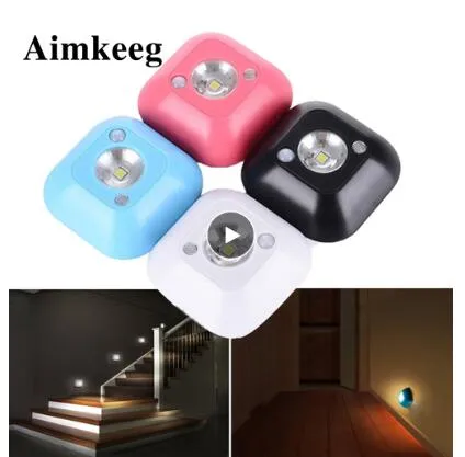 Mini Wireless LED Sensor Night Light Lamp PIR Infrared Motion Activated Sensor Light for Wall Lamp Cabinet Stairs Light