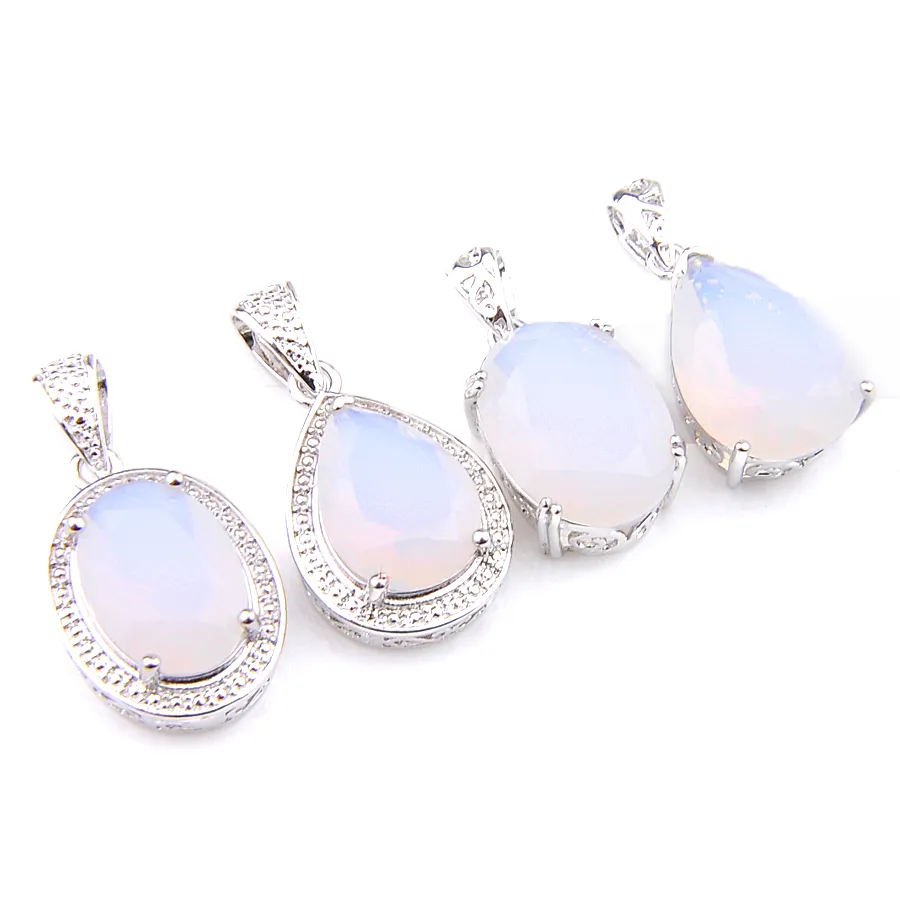 LuckyShine Fashion Exquisite Sieraden Teardrop Gevormde Witte Maansteen Gems Zilveren Prachtige Vintage Hangers Ketting Sieraden