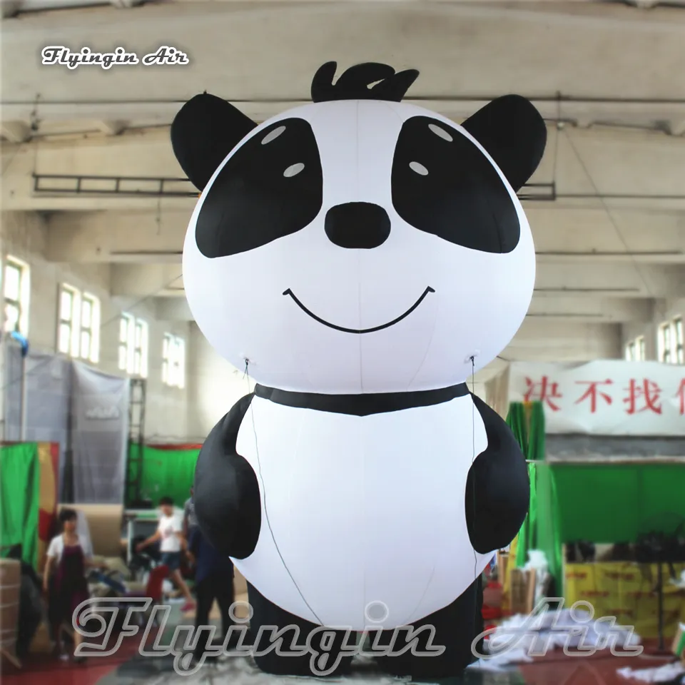 Modèle animal de mascotte de bande dessinée du ballon 6m de panda gonflable géant mignon pour la décoration de parc