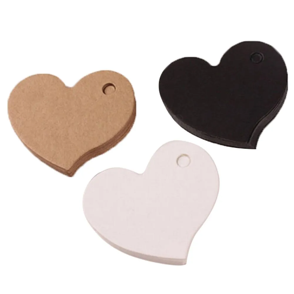 Wholesale-50pcs 4.5*4cm Heart Shape Kraft Paper Card Wedding Favour Gift Tag DIY Tag Price Label Party Favor