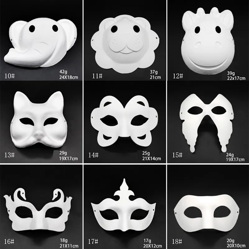 Baluue White Craft Masks 3 Pcs Cat Face Mask Blank Mask Cosplay Party Mask  Cat Mask (White) White Paper Blank