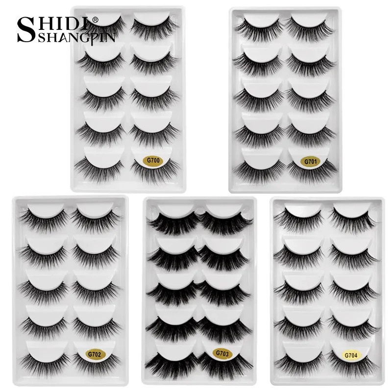 5 Pairs 3d Vizon Kirpik Tam Şerit Vizon Kirpik makyaj Yanlış Eyelashes Doğal Uzun El Yapımı Sahte Göz Kirpik