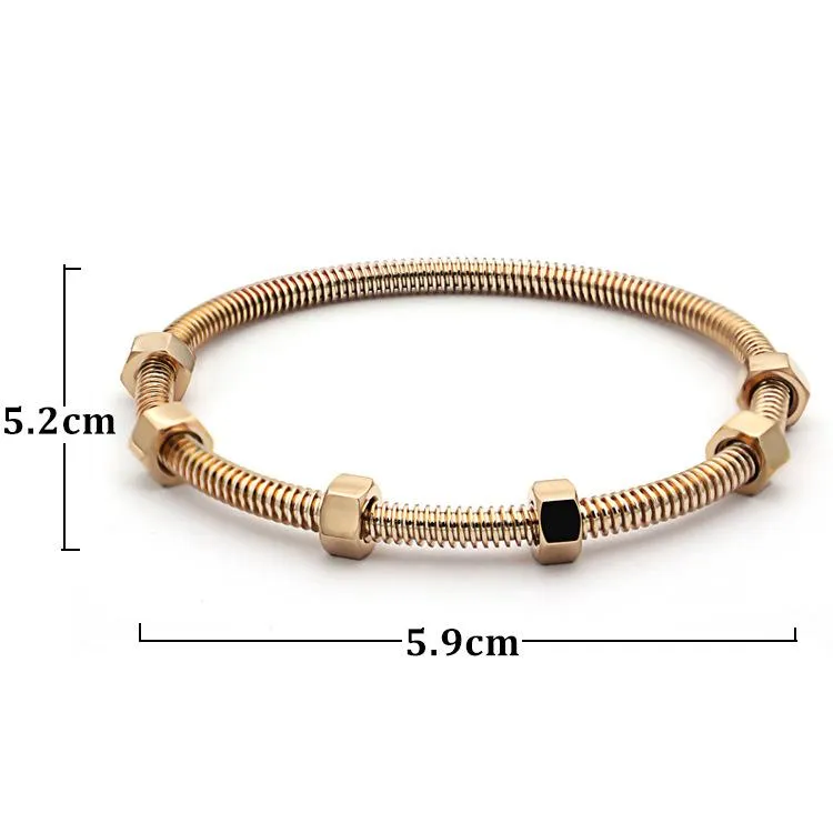 Titanium Steel Screw Love Bracelet Bangles Men With 6 Screw Thread Steel Rose Gold Charm Bracelets For Couple`s Jewelry