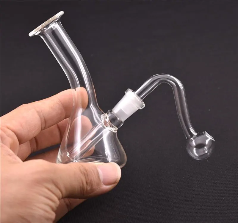 4inch glass beaker bongs hand Water Bongs 10mm Joint thick Pyrex recycler Bong dab Oil Rigs bong with glass oil burner pipe dhl free