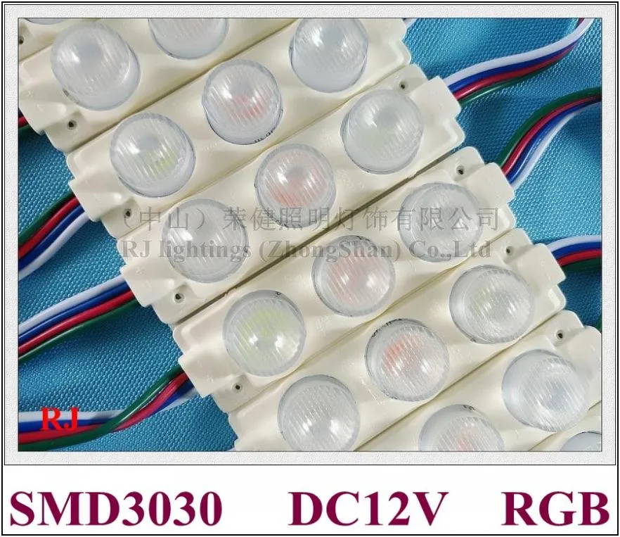 3LED 3W SMD3030 RGB LED module lamp light back light with lens for lighting boxes DC12V 75mm x 20mm 3W 360lm aluminum PCB IP65 2019 new style