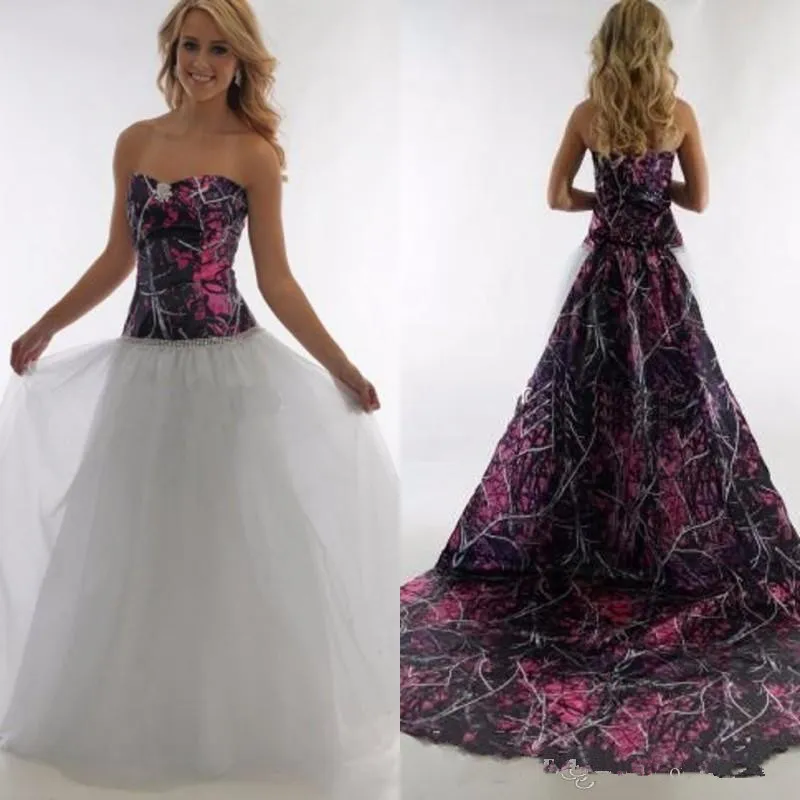 Sweetheart A-Line Camo Muddy Girl Wedding Dresses With Detachable Train Camouflage Custom Plus Size Bridal Gowns Real Tree Countryside