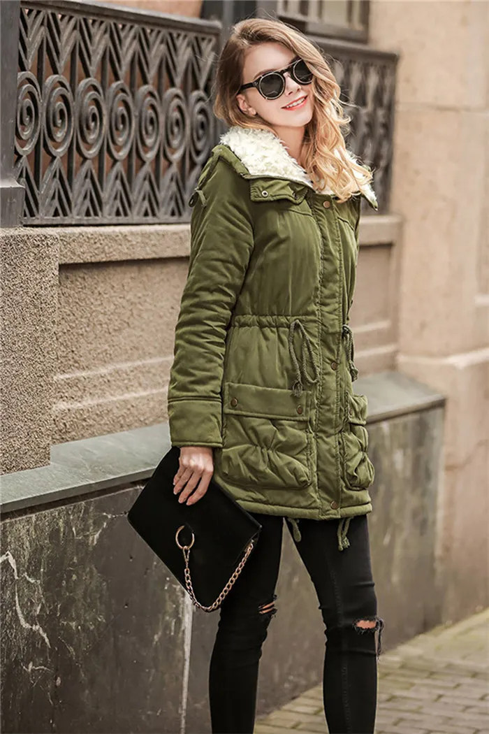 Ejército Verde Chaqueta De Invierno Mujeres Invierno Mujer Parka Casual Outwear Piel Abrigo Manteau Femme Mujer Ropa FS1915 De 26,85 € | DHgate