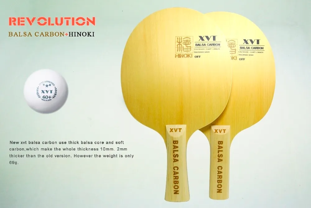Original Lightest XVT BALSA Carbon Table Tennis Paddle/ Table Tennis