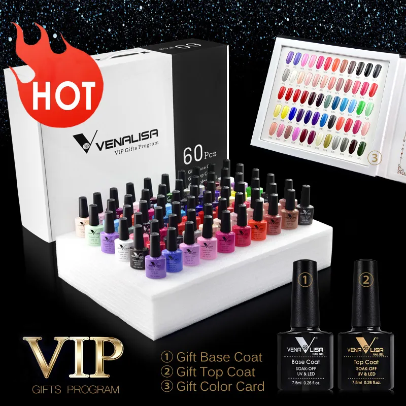 60 Colors Color Gel A Set Including Base/Top Gel Professional Nail Art Beatiful Long-lasting Polish