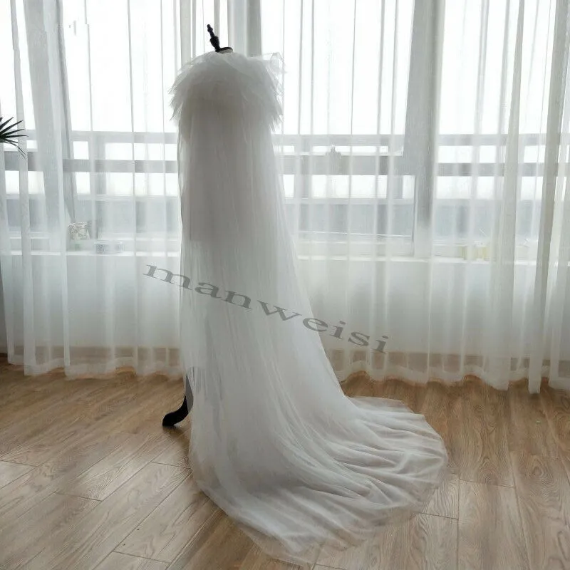 Châle De Mariée En Tulle Avec Dentelle Et Strass - Boléro élégant Pour épaule, Soirée Ou Cérémonie (longueur 95cm)
