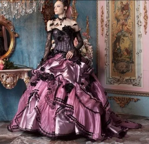 Vestidos De Novia De Estilo Gótico: Vestido De Pelota De Encaje