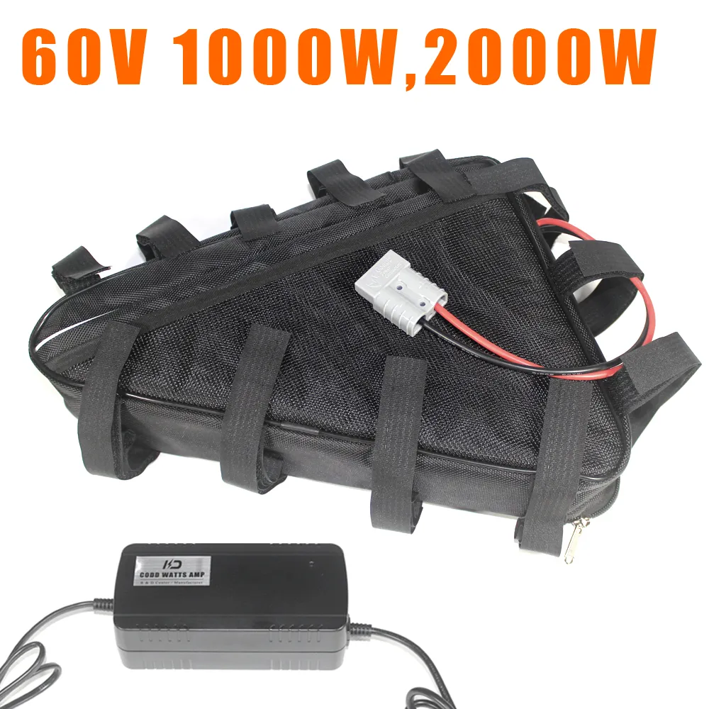 60v 20ah 30ah triangle batterie lithium-ion ebike batteries de vélo électrique 60 volts 2000w 1500w 1000w batterie