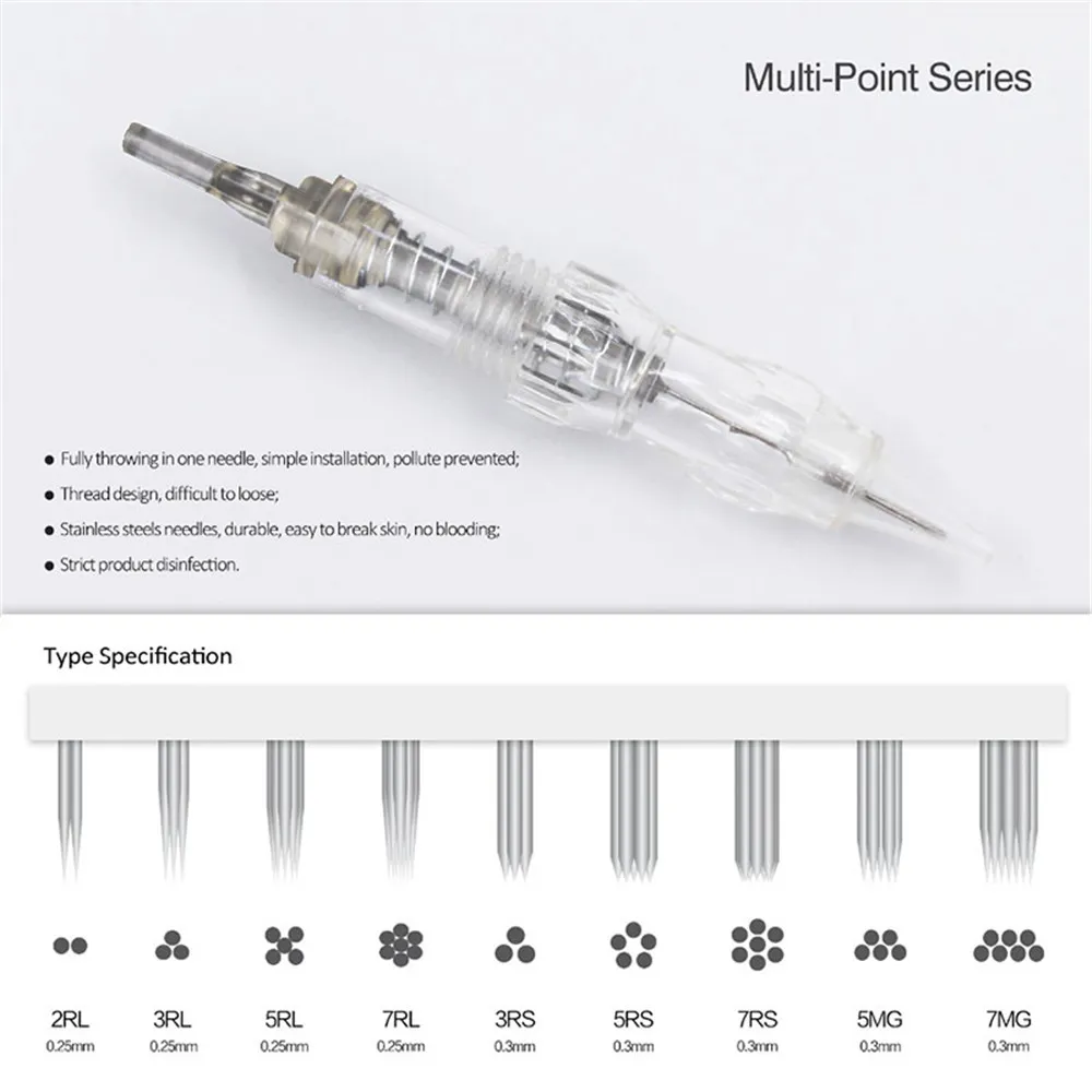 10pcs Cartridge Needle 3RS 5RS 7RS Permanent makeup Needles Disposable for Eyebrow lip Makeup Pen Tattoo Machine Needles Tips