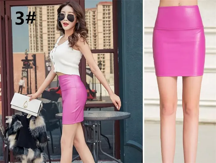 autumn winter warm Women Skirts PU faux leather skirts tight stretch female short pencil mini skirt M389