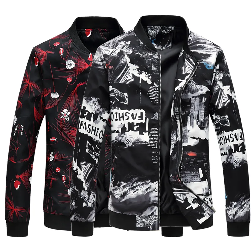 Chaqueta de bombardero Floral a la moda, abrigo para hombre con estampado de flores, chaquetas ajustadas para hombre, cazadora, chaqueta de béisbol, ropa para hombre, sudaderas