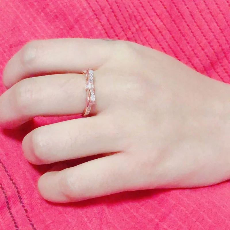 DHgate.com:Pandora Classic Bow Ring, 18K Rose Gold Plated