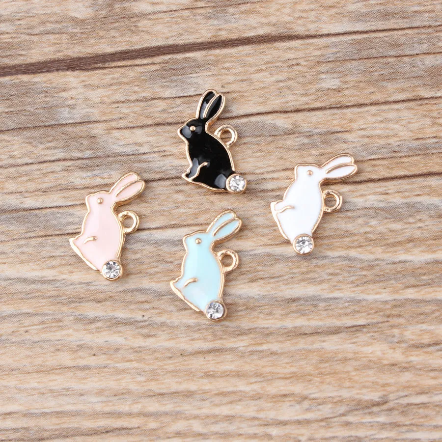 1 pièces belle émail lapin pendentif à breloque pour Bracelets à bricoler soi-même collier boucles d'oreilles chaîne de téléphone coloré tour Eiffel breloques résultats de bijoux