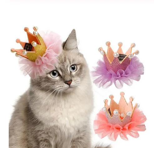 Süße Spitze Prinzessin Krone Hund Katze Haustier Haarspange Hochzeit Geburtstag Party Fotografie Dekoration Heimtierbedarf Geschenk für Kitty Welpe GC2