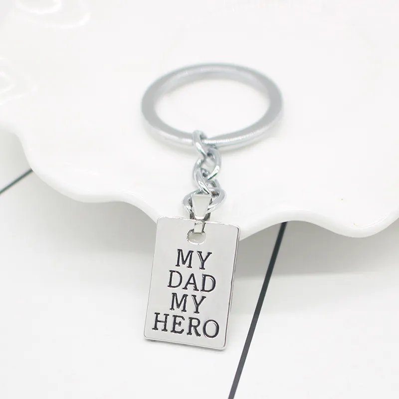 creative carved my dad my hero english letters pendant keychain dog tag pendant Key rings father car key accessories Dad Gift