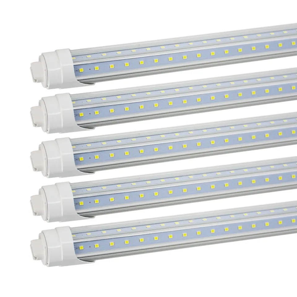 R17D قابلة للتدوير قاعدة 8 قدم LED ضوء LED V على شكل 72W (مكافئ 120W) أضواء المتجر 8ft الطاقة المزدوجة الباردة أبيض 6000K