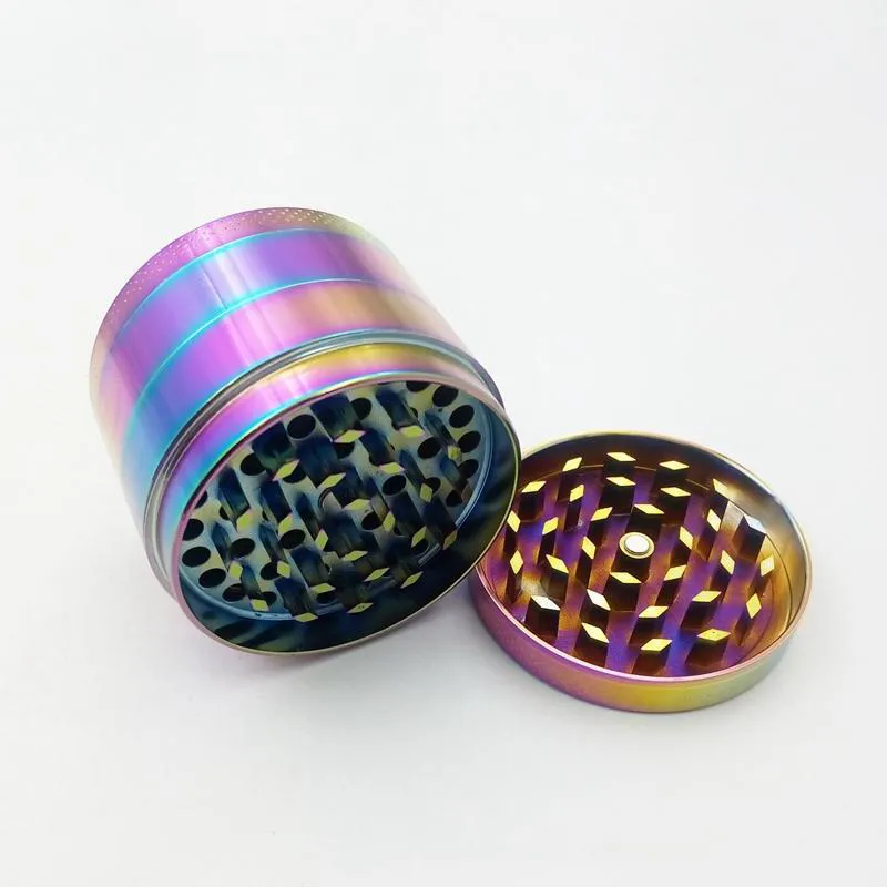 Rainbow Grinders Herb Grinder 4 couches en alliage de zinc Gaudeaux de tabac 40 mm 50 mm 55 mm 63 mm métal de concasseur pour les bongs Glaa 5915ib