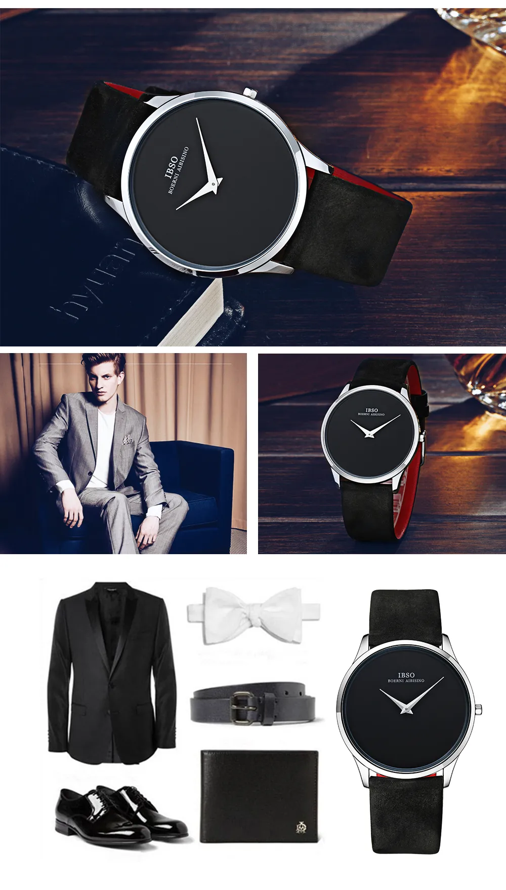 DHgate.com:Mens Ultra-thin Dial Leather Watch - Y1905303m
