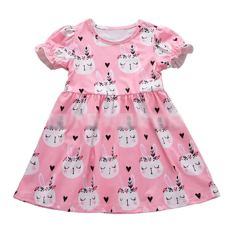 Bebek kız Paskalya tavşan baskı Elbise çocuk tavşan prenses elbiseler 2019 yaz Moda butik Çocuk Giyim C6090