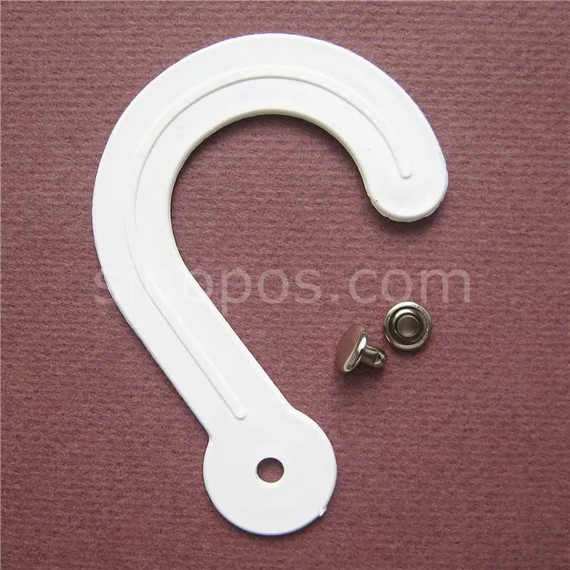 Big Plastic Header Hooks 84mm With Rivets, Fabric Leather Swatch