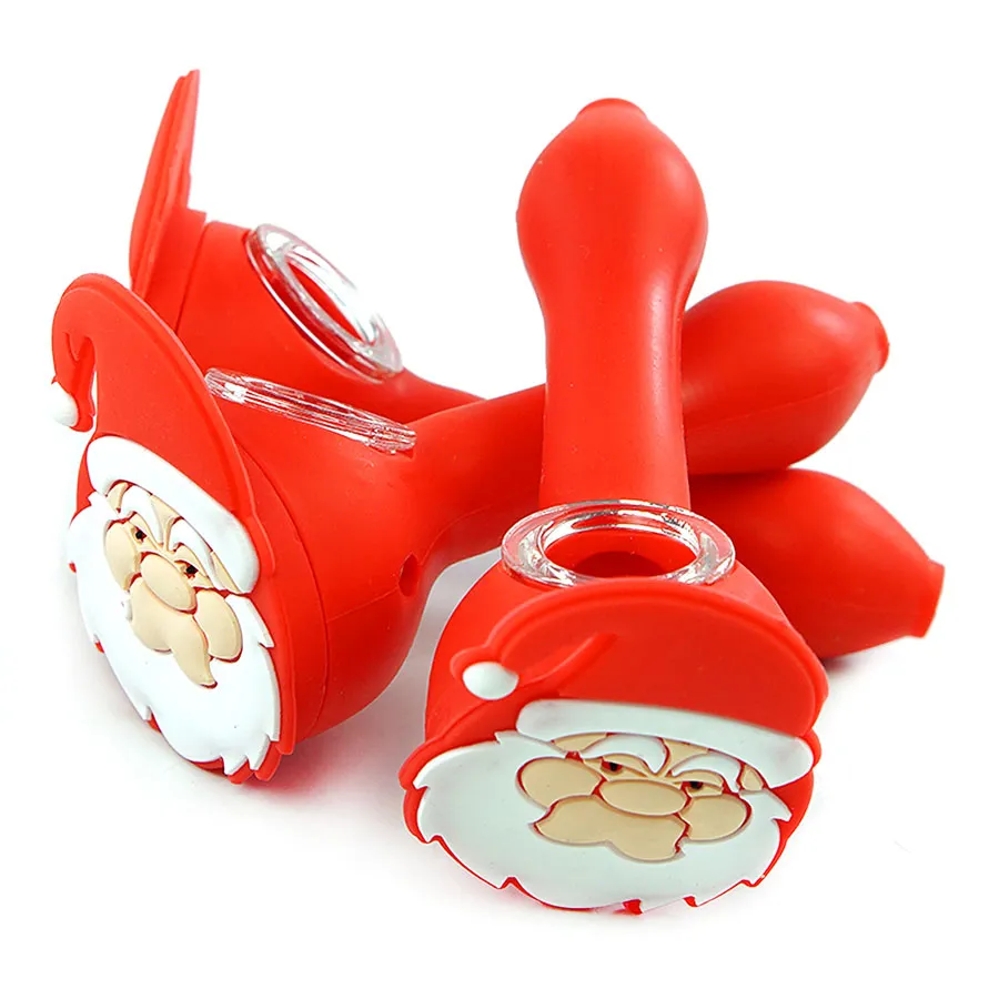 pipe à fumer Cuillère en silicone tenue mini poignée Pipes avec bol en verre portable spécial cadeau de Noël