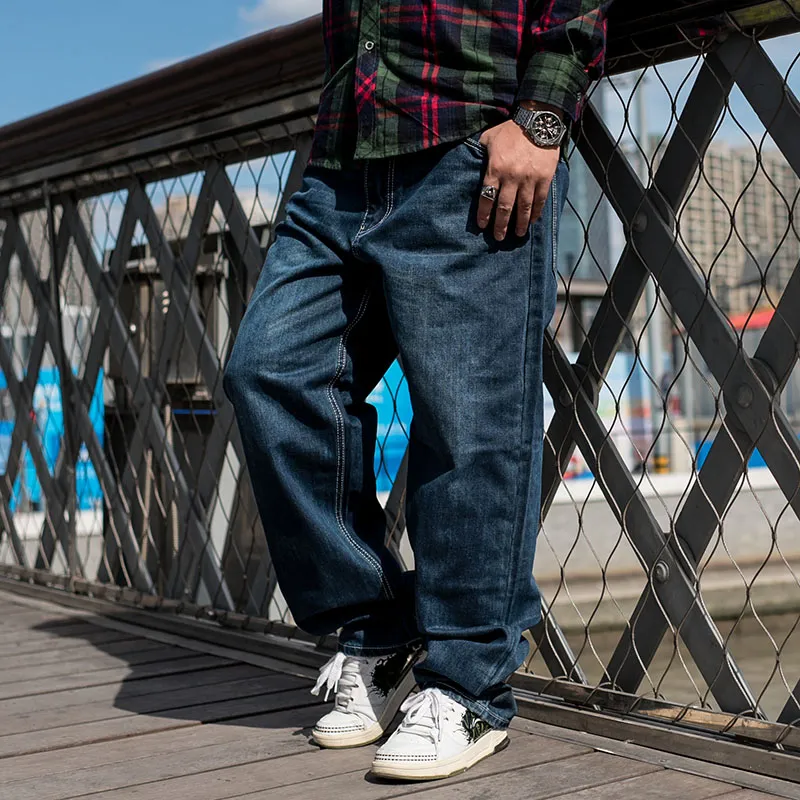 Estilo coreano Mens Hip Hop Baggy Jeans para hombres Pantalones de skate de  pierna ancha Plus Size 46 Moda Loose Fit Blue Jeans Otoño Invierno