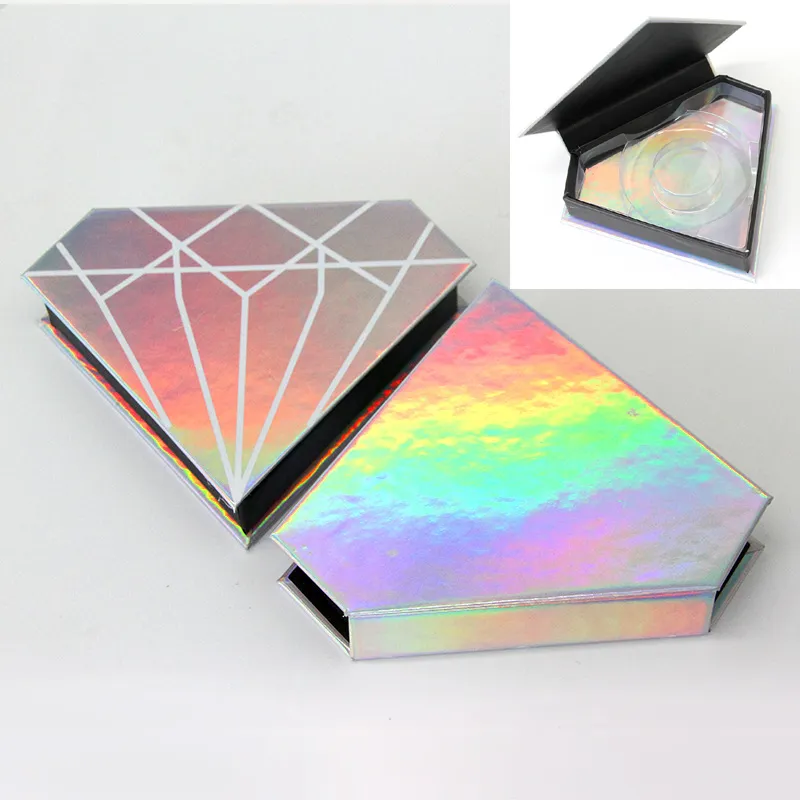 20 Stück Großhandel für falsche Wimpern, Verpackungsbox, benutzerdefinierte gefälschte 3D-Nerzwimpern-Boxen, Faux-Cils-Streifen, Diamant-Magnetgehäuse, leer