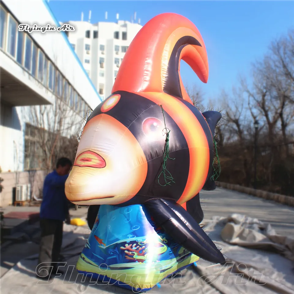 wholesale Giant 4m Inflatable Tropical Fish Balloon Colorful Oxford Cloth Sea Animal Statue for Party Decoration