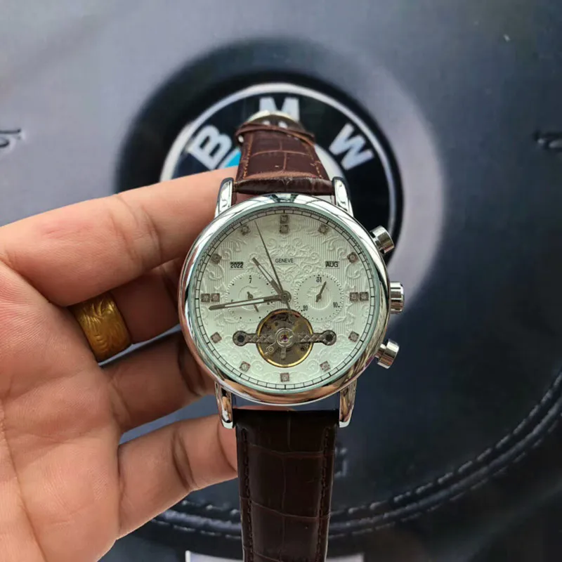 Najlepsze marka luksusowe zegarek 42 mm oryginalny skórzany pasek wodoodporne zegarek na rękę automatyczne mechaniczne wszystkie sub-diauls WA277L