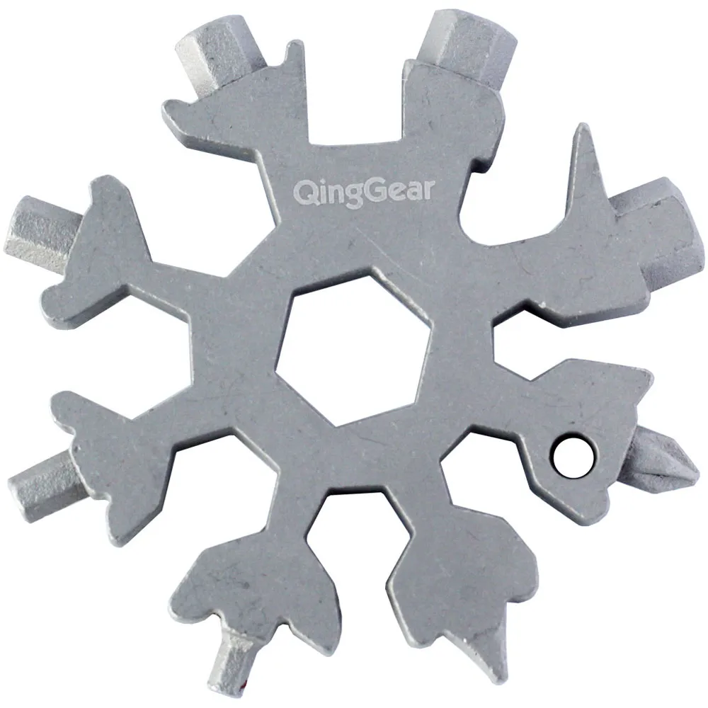 QingGear 19 en 1 clé en forme de flocon de neige carte multi-outils Portable tournevis cruciforme plat outil extérieur Compact