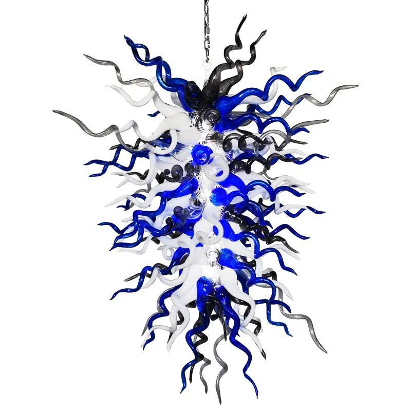 Postmodern blå pendellampor Murano Style Glas ljuskrona inomhus LED -belysning