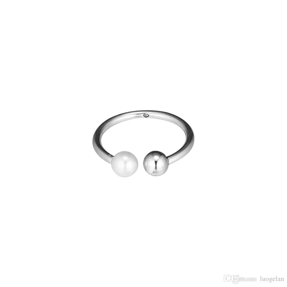 2018 Winter 925 Sterling Silver Rings Open Pearl Ring Original Fashion Engagement Wedding Rings Diy Charms smycken för kvinnor224Z6260828