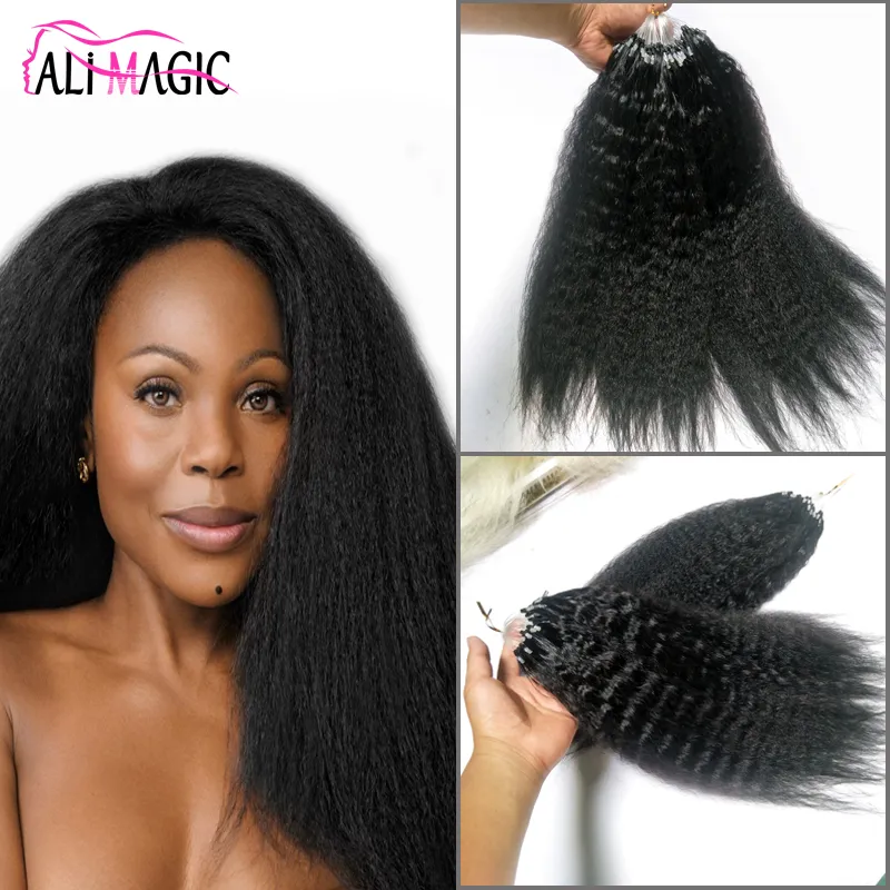 Kinky Straight Curly Micro Loop Hair Extension Micro Ring Hair 18 "20" 22 "24" 70g 100g 10 Couleurs Disponibles Chine Usine En Gros Pas Cher