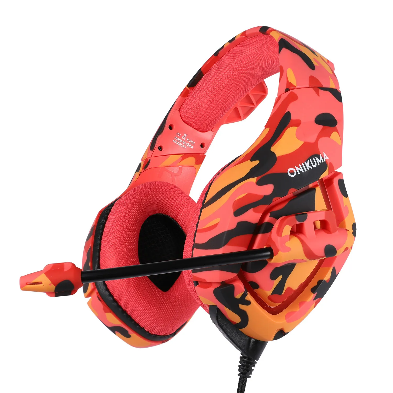 ONIKUMA K1B PS4 casque de jeu avec micro casque antibruit camouflage rouge pour PC téléphone portable nouveau Xbox One ordinateur portable écouteur