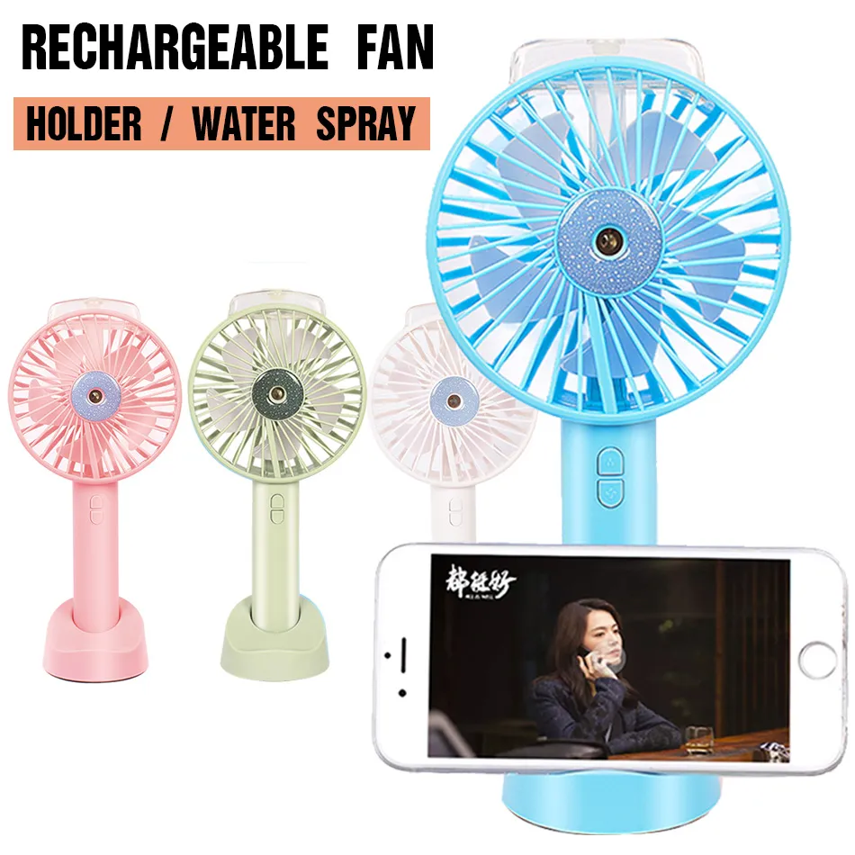 Portable Handheld USB Mini Fan gadget Cooling Humidifier Rechargeable Battery Water Spray Fan with Retail Box