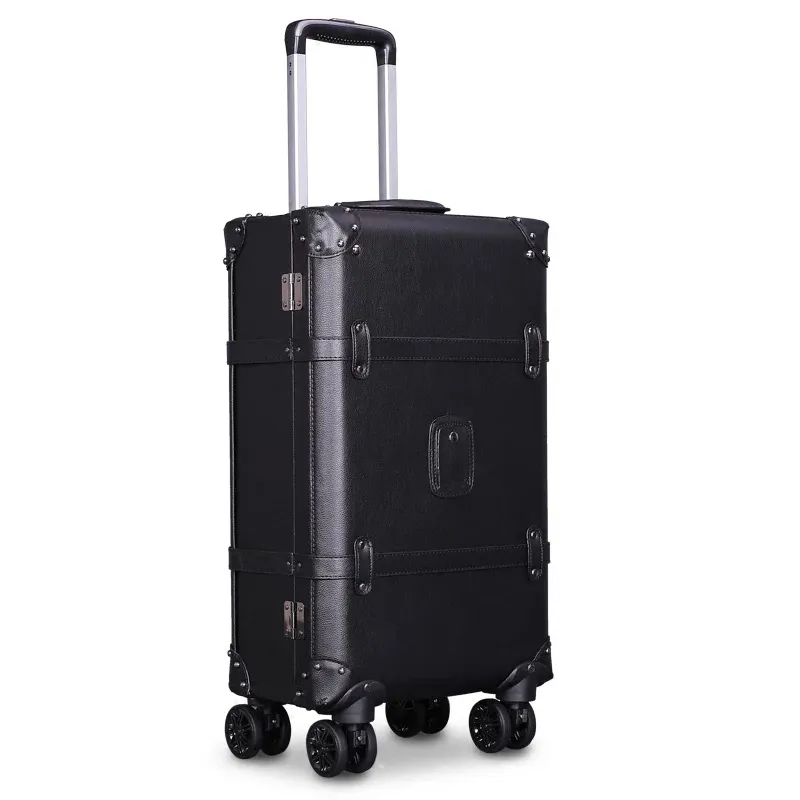 3LeTrend Retro P Ensemble de bagages à roulettes en cuir Spinner Trolley haute capacité Valise de luxe haut de gamme Roues Cabine Sac de voyage horizon