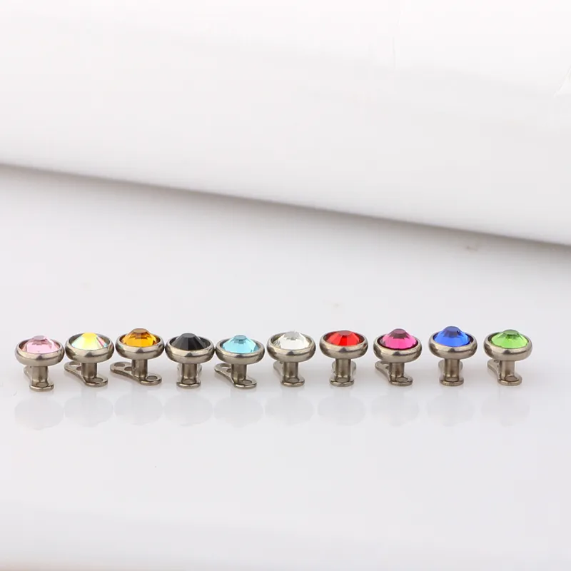 Crystal Diver Dermal Jewelled Piercings Titanium 316L Micro Skin Top Birthstone Rings For Body