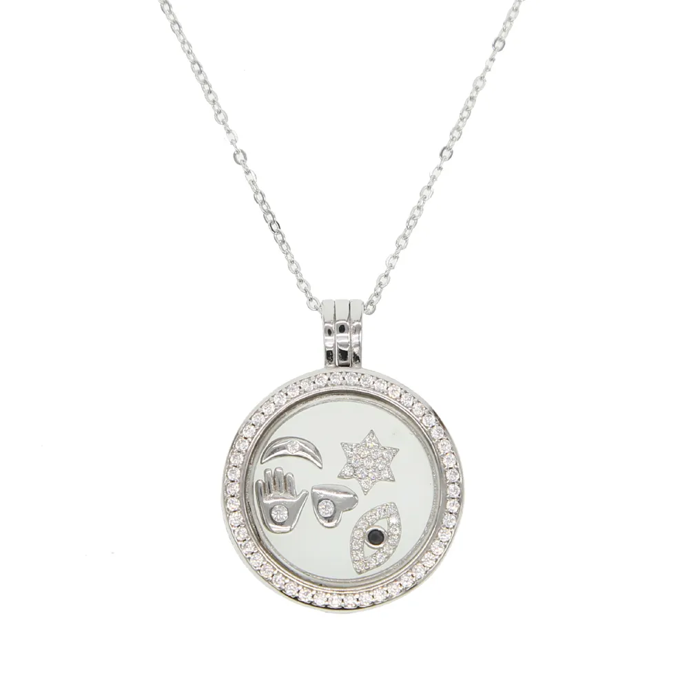 Wholesale Sterling Silver Floating Locket Necklace Fits European Lucky Symbol Open Silver