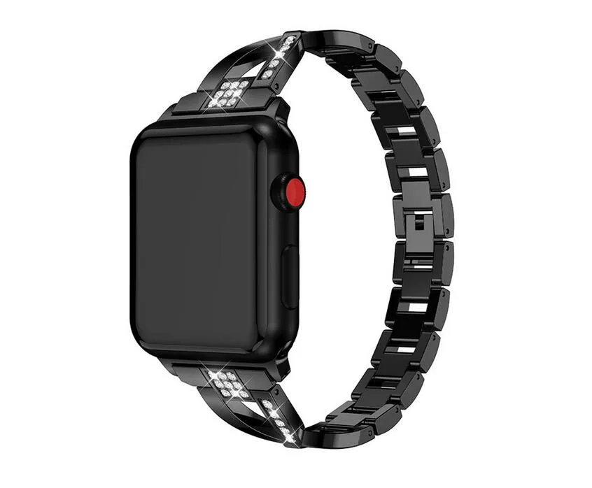 Nytt f￶r 38mm 40mm 42mm 44mm armband Luxury Diamond Armband f￶r Apple Watch IWatch Series 1 2 3 4 Band rostfritt st￥lband