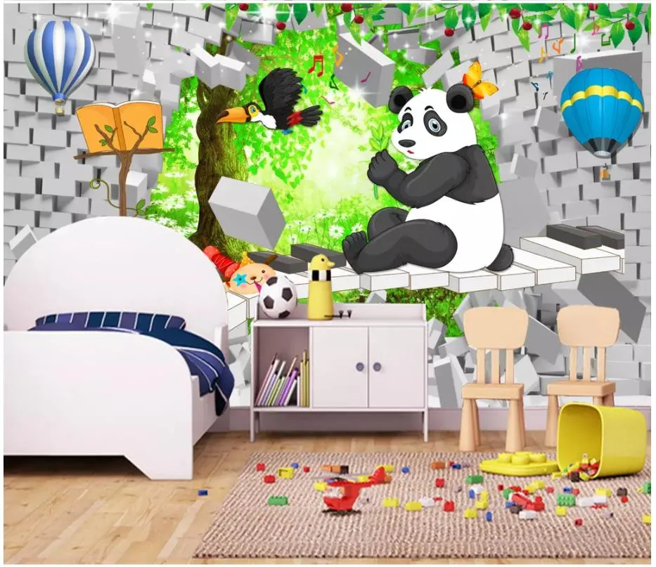 Papel de parede personalizado 3D desenho animado panda fundo