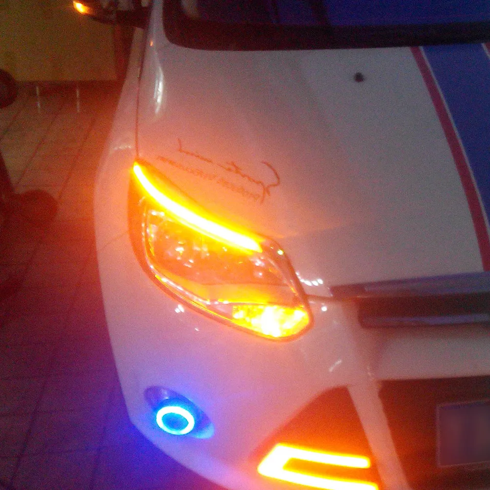 1 Paar Autoscheinwerfer Augenbraue Dekoration Blinker DRL LED Tagfahrlicht  Für Ford Focus 3 MK3 2012 2013 2014 2015 Von 81,78 €