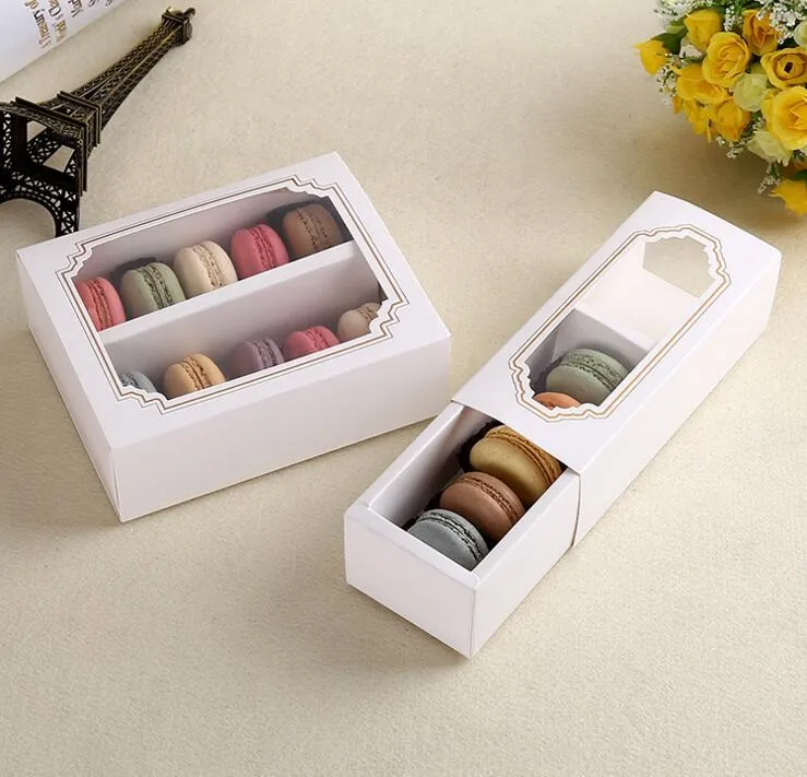 Elegant White Macaron Boxes - Clear Window Dessert Packaging, Pastry ...